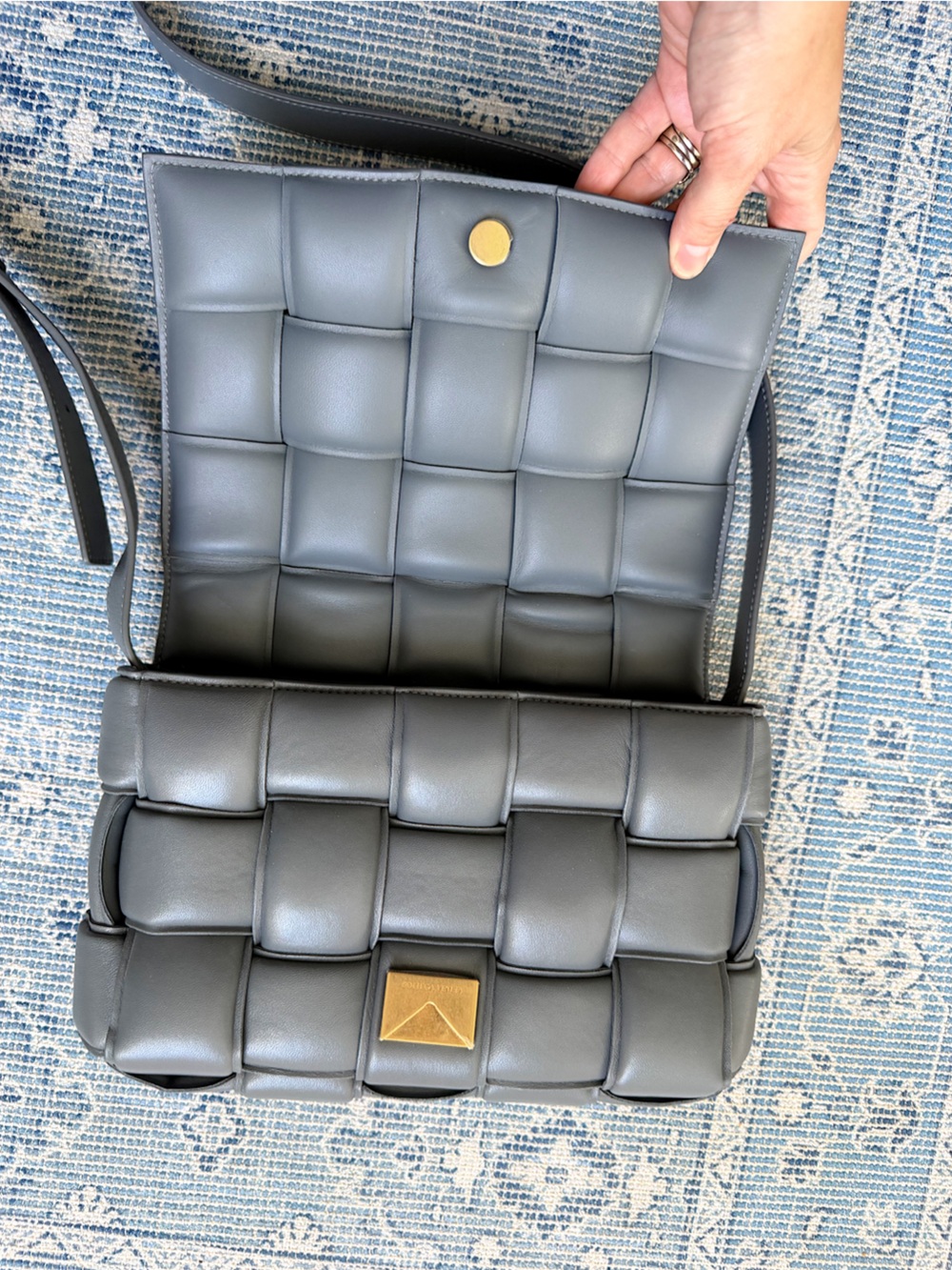 Bottega Veneta puff padded cassette nappa leather crossbody bag gray - Picture 9 of 15